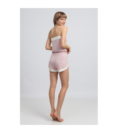 LA046 Wiskozowy kombinezon romper - różowy