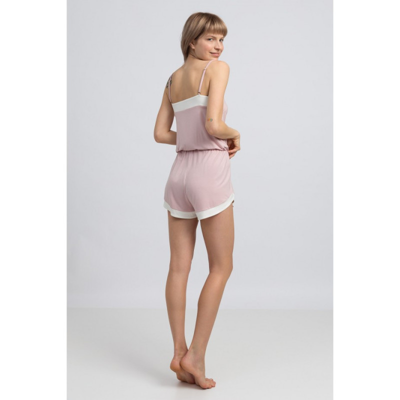 LA046 Wiskozowy kombinezon romper - różowy