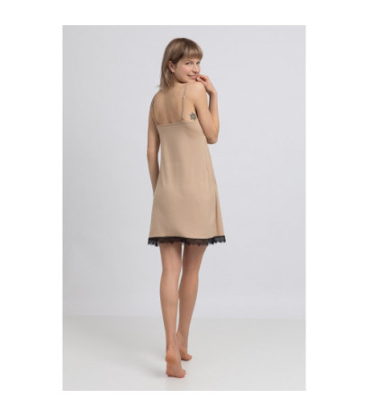 LA047 Wiskozowa koszulka nocna z koronką - cappuccino