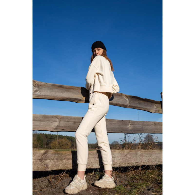 LA055 Spodnie typu Joggers ze ściągaczem - waniliowe