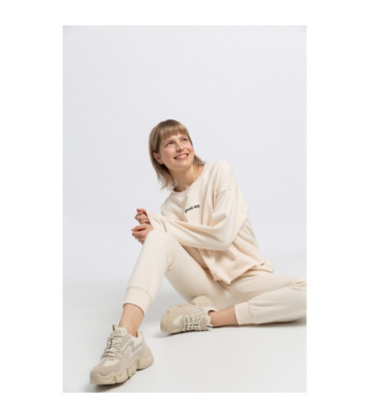 LA055 Spodnie typu Joggers ze ściągaczem - waniliowe