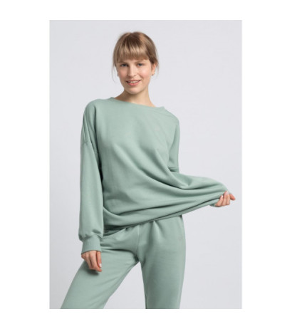 LA057 Bluza z wilkiem - miętowa