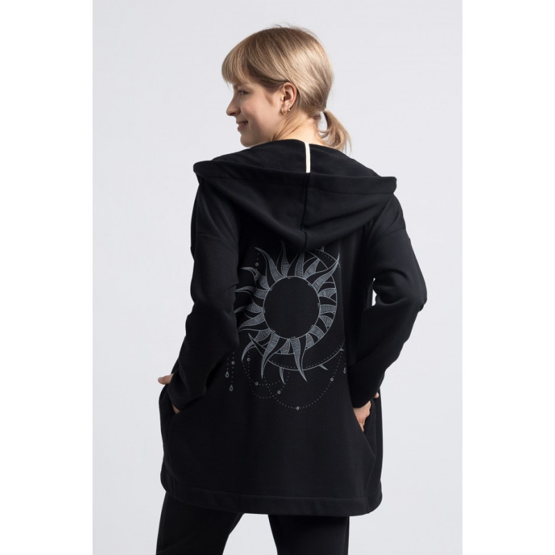 LA058 Bluza bez zapięcia z kapturem - czarna