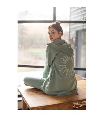 LA058 Bluza bez zapięcia z kapturem - miętowa