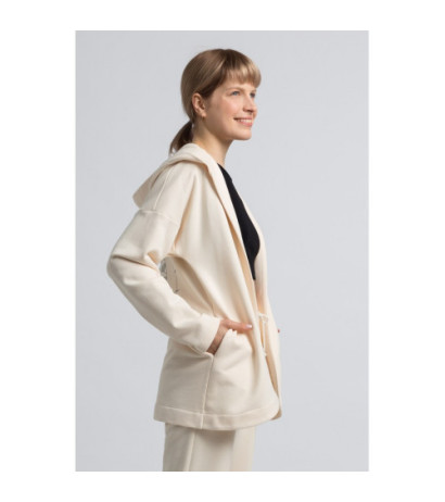 LA058 Bluza bez zapięcia z kapturem - waniliowa