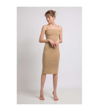 LA062 Sukienka na cienkich ramiączkach - cappuccino