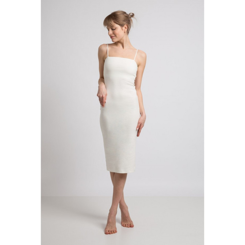 LA062 Sukienka na cienkich ramiączkach - ecru