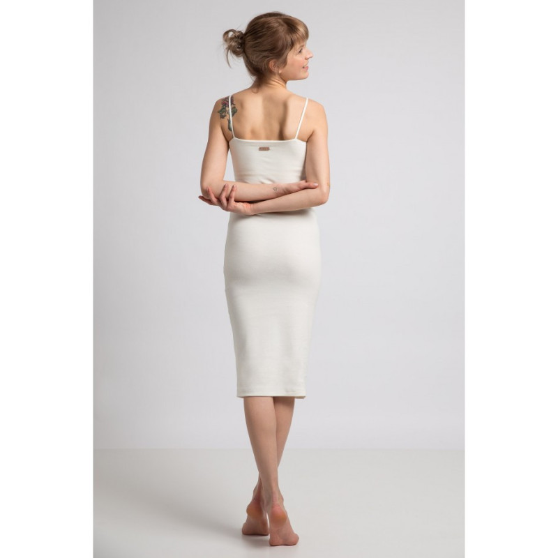 LA062 Sukienka na cienkich ramiączkach - ecru
