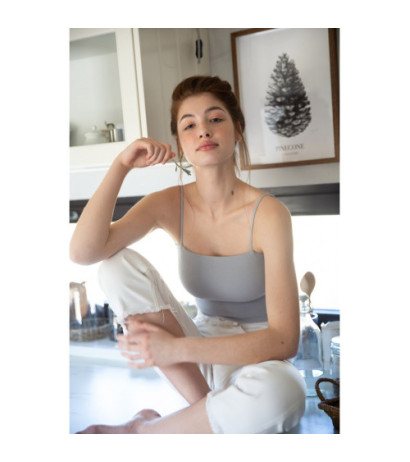 LA063 Body na cienkich ramiączkach - popielate