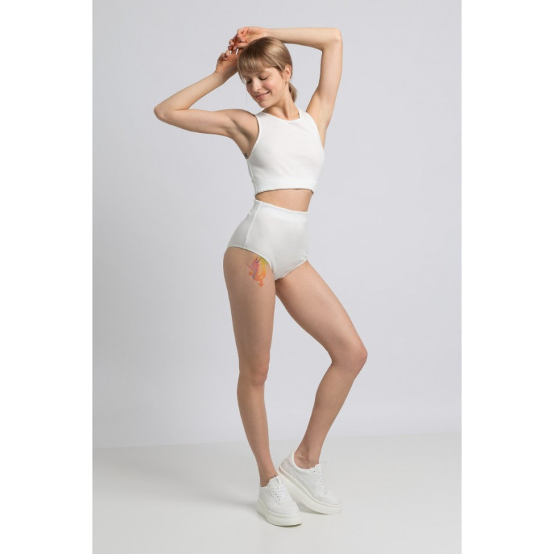 LA066 Bawełniane figi z wysokim stanem - białe