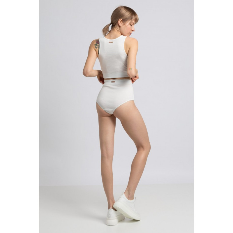 LA066 Bawełniane figi z wysokim stanem - białe
