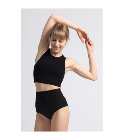 LA067 Bawełniany krótki top - czarny