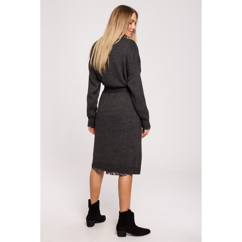 M633 Kardigan z paskiem - grafitowy