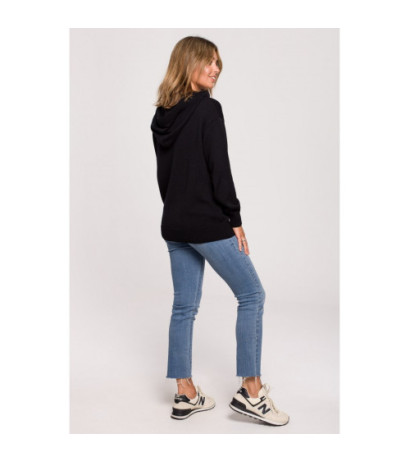 BK073 Sweter z kapturem - czarny