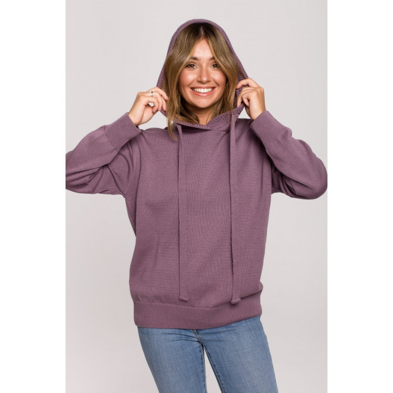 BK073 Sweter z kapturem - wrzosowy