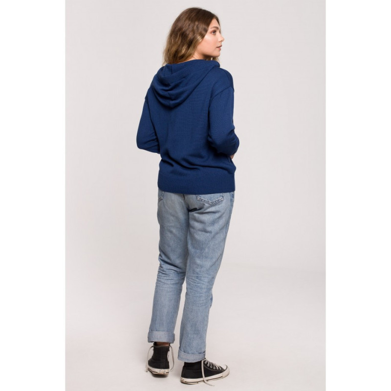 BK073 Sweter z kapturem - granatowy