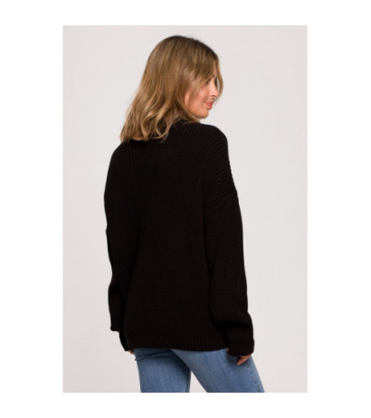 BK078 Sweter z półgolfem - czarny