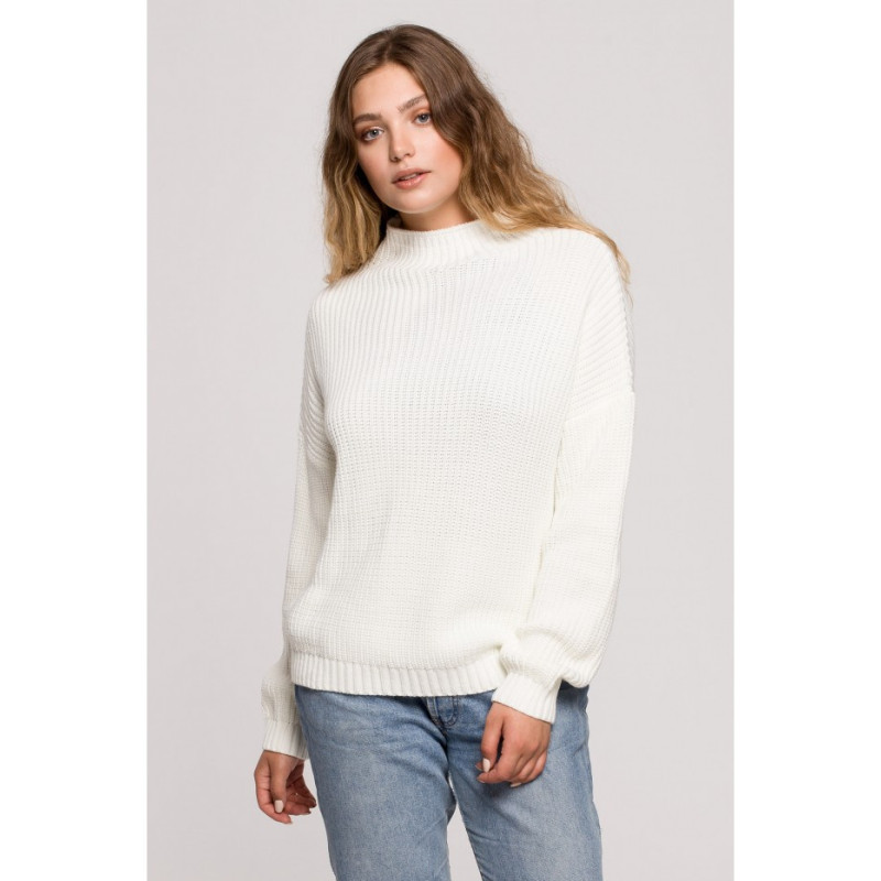 BK078 Sweter z półgolfem - ecru