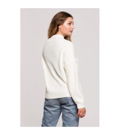 BK078 Sweter z półgolfem - ecru