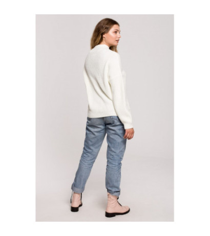 BK078 Sweter z półgolfem - ecru