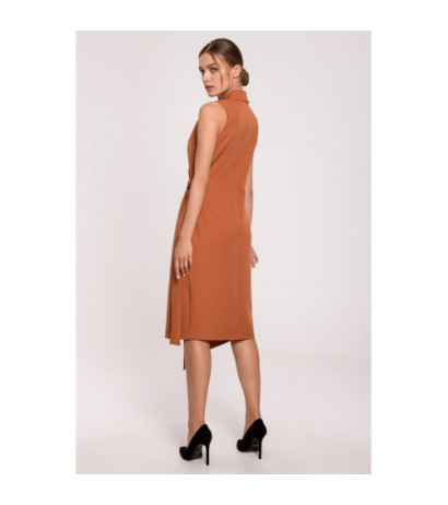 S275 Sukienka żakietowa z asymetrycznym dołem - ruda