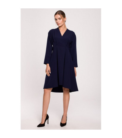 S280 Sukienka z rozkloszowanym dołem - granatowa