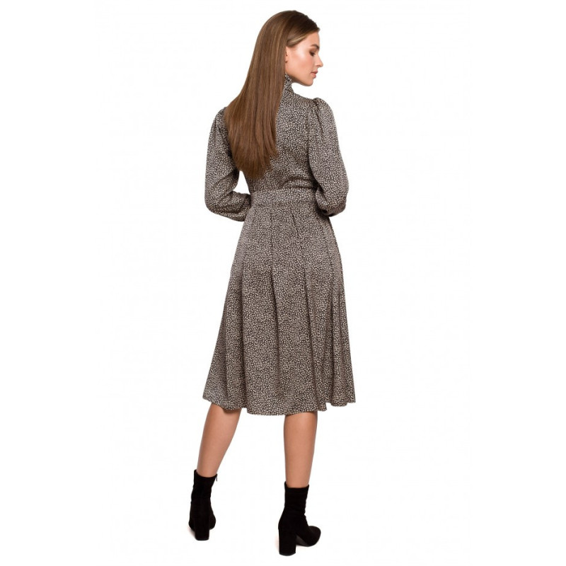 S288 Sukienka z wiązaniem przy szyi - wzór lampart - model 1