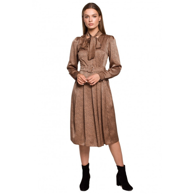 S288 Suknelė su raišteliu ties kaklu - leopardinis raštas - 2 modelis