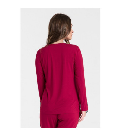 LA072 Bluzka do spania z koronką - bordowa
