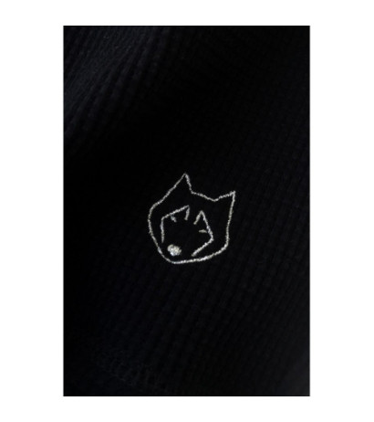 LA074 Szorty do spania z dzianiny wafelek - czarne