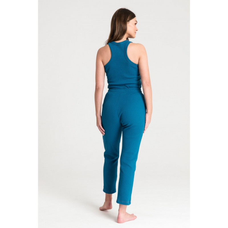 LA075 Spodnie z dzianiny wafelek - morski