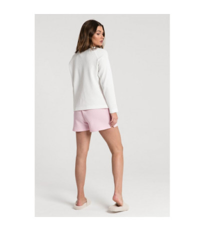 LA076 Bluzka z dzianiny wafelek - biała