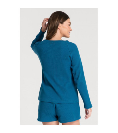 LA076 Bluzka z dzianiny wafelek - morski