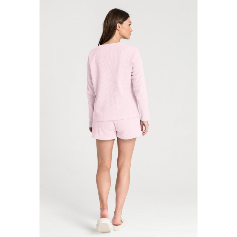 LA076 Bluzka z dzianiny wafelek - różowa