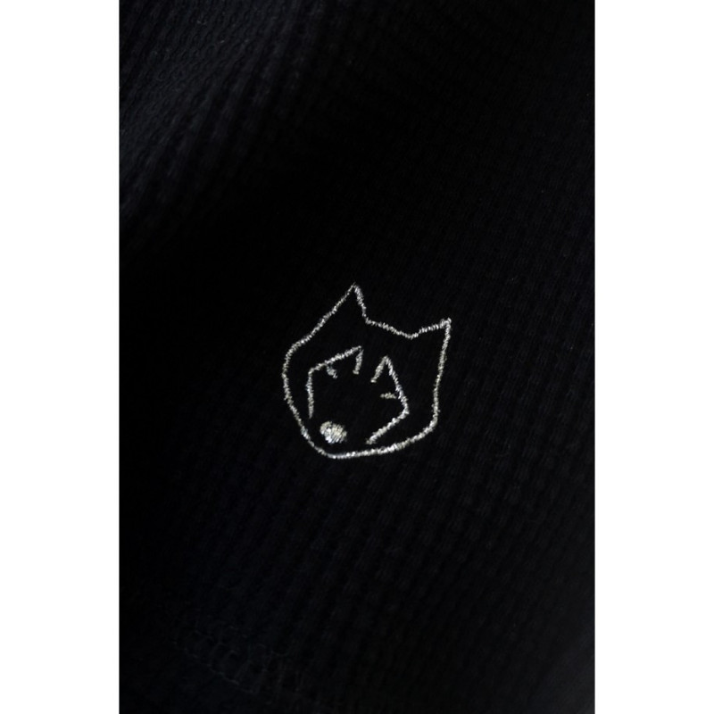 LA077 Bokserka z dzianiny wafelek - czarna