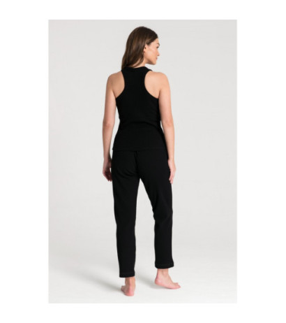 LA077 Bokserka z dzianiny wafelek - czarna