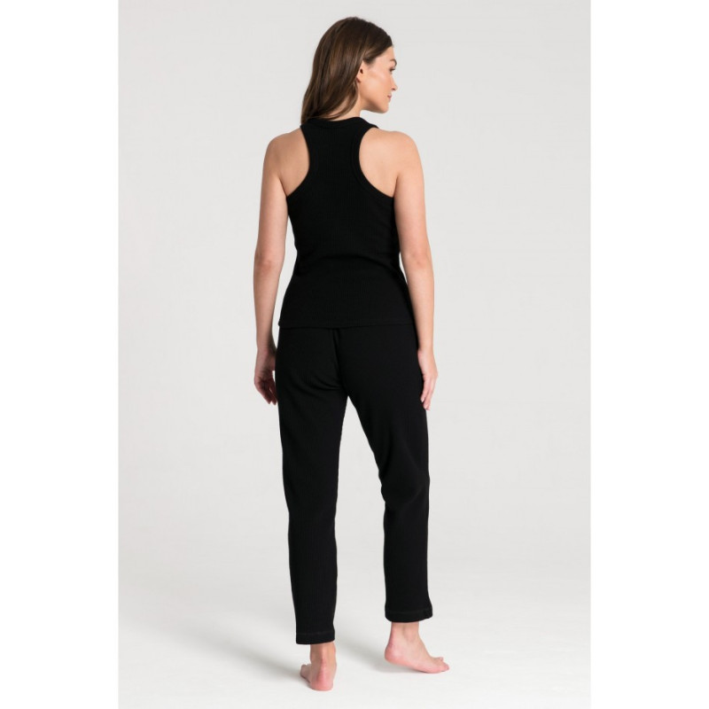 LA077 Bokserka z dzianiny wafelek - czarna