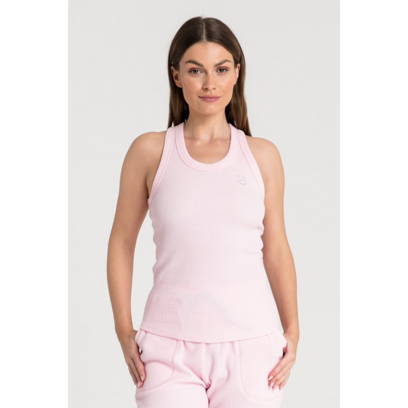 LA077 Bokserka z dzianiny wafelek - różowa