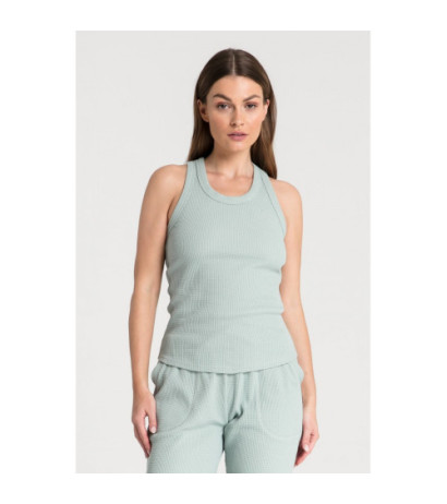 LA077 Bokserka z dzianiny wafelek - szałwia