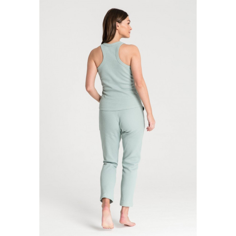 LA077 Bokserka z dzianiny wafelek - szałwia