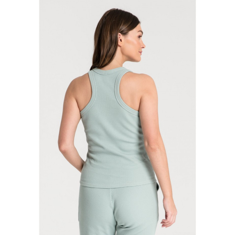 LA077 Bokserka z dzianiny wafelek - szałwia