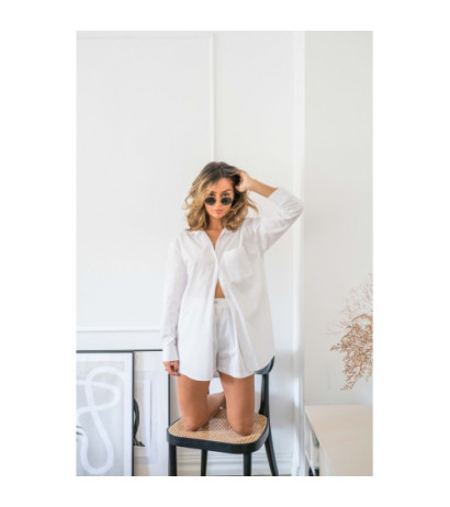 LA079 Koszula klasyczna do spania i na dzień - biała