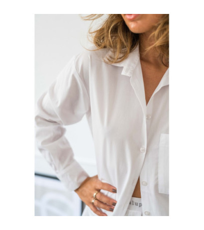 LA079 Koszula klasyczna do spania i na dzień - biała