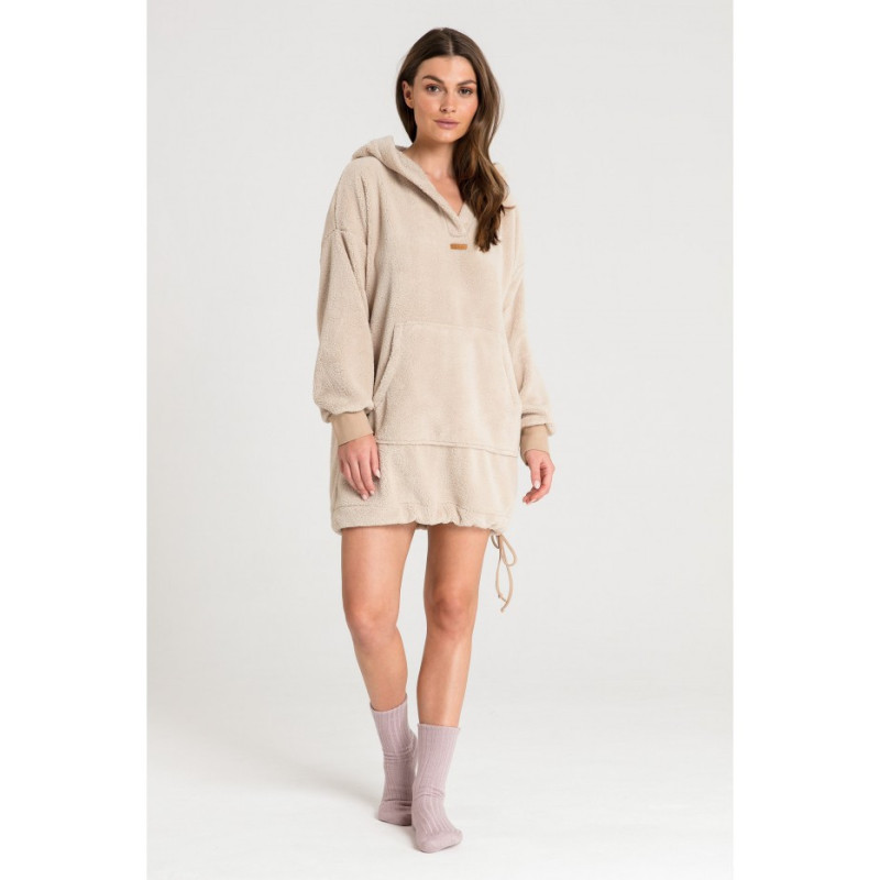 LA081 Pluszowa bluza oversize - cappuccino