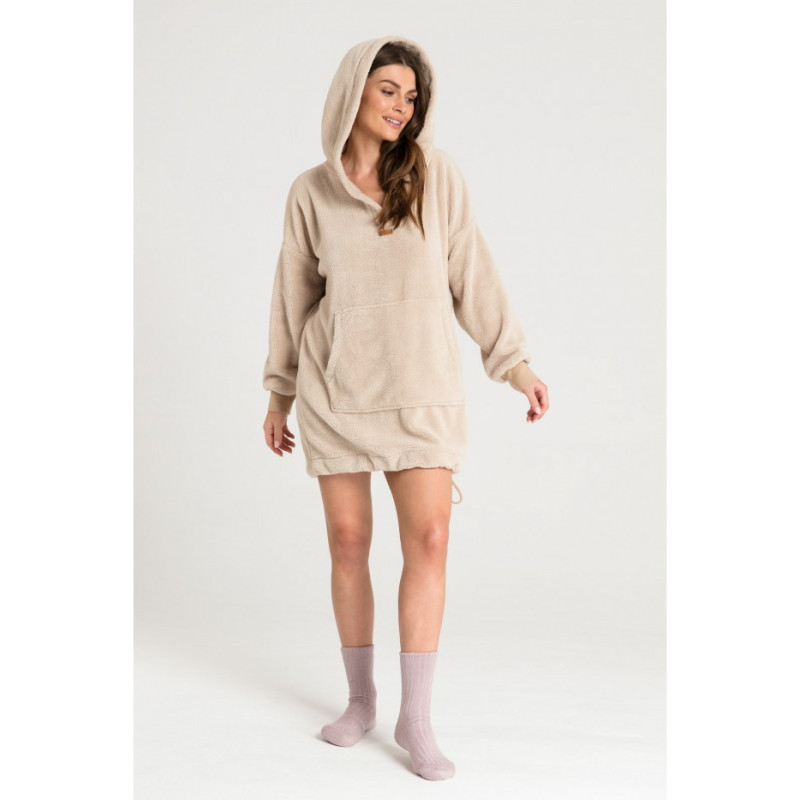 LA081 Pluszowa bluza oversize - cappuccino