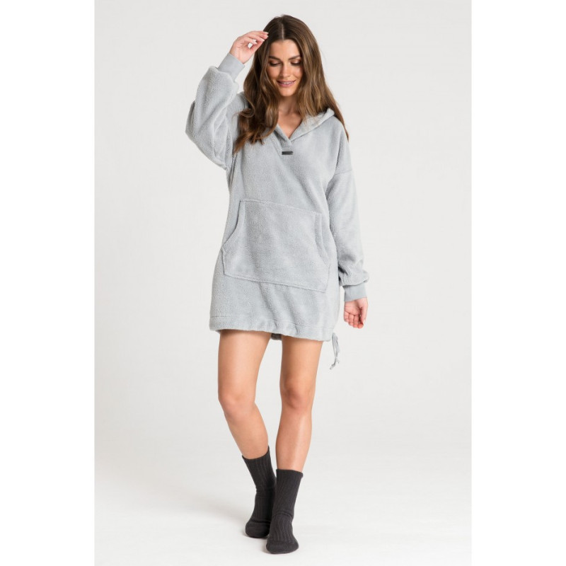 LA081 Pluszowa bluza oversize - popielata