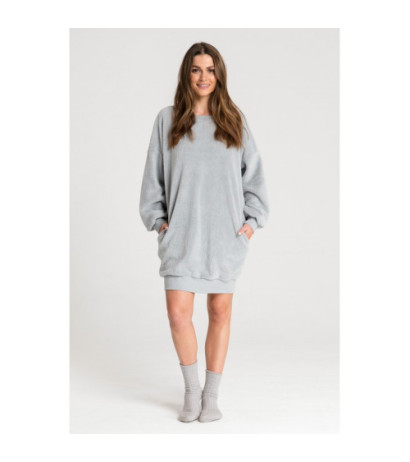 LA082 Pluszowa tunika z dekoltem - popielata
