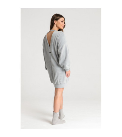 LA082 Pluszowa tunika z dekoltem - popielata