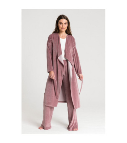LA087 Szlafrok z asymetrycznym kołnierzem - brudny róż