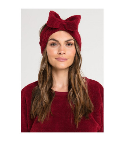 LA090 Pluszowa opaska z kokardą - bordowa